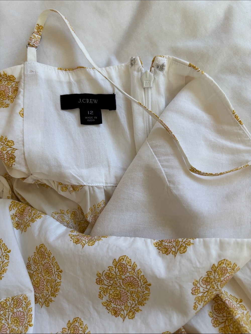 J.Crew Midi White and Gold Printed Tiered Sundress - Picture 2 of 4